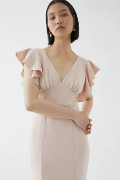Coast Sculpting Crepe Frill Shoulder Bridesmaids Maxi Dress -Coast Sales Store bcc05405 blush xl 2