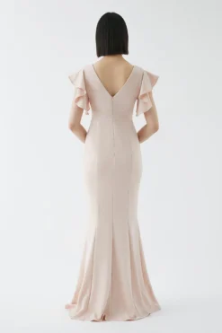 Coast Sculpting Crepe Frill Shoulder Bridesmaids Maxi Dress -Coast Sales Store bcc05405 blush xl 3