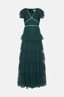 Coast Tiered Tulle Diamante Trim Bridesmaids Dress -Coast Sales Store bcc05409 forest xl 3