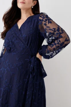 Coast Plus Size Embroidered Mesh Wrap Bridesmaids Dress -Coast Sales Store bcc05410 navy xl 3