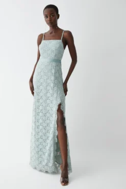 Coast Square Neck Stretch Lace Bridesmaids Maxi Dress