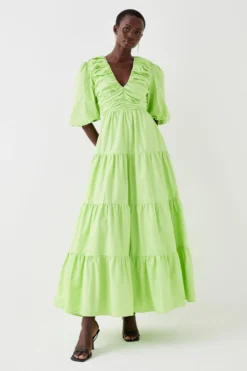 Coast Ruched Bodiced Tiered Maxi Dress