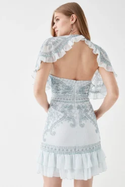 Coast Embellished Cape V Neck Mini Dress -Coast Sales Store bcc05427 blue xl 3