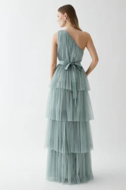 Coast One Shoulder Tiered Mesh Bridesmaids Dress -Coast Sales Store bcc05430 sage xl 2
