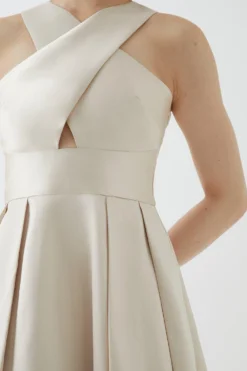 Coast Cross Neck Twill Bridesmaids Dress -Coast Sales Store bcc05436 champagne xl 1