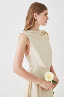 Coast Blouson Bodice Draped Back Satin Bridesmaids Maxi Dress -Coast Sales Store bcc05439 champagne xl 1