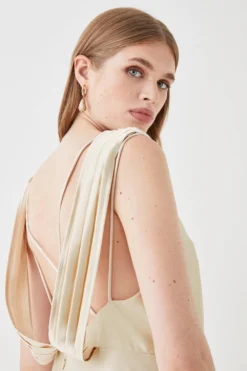 Coast Blouson Bodice Draped Back Satin Bridesmaids Maxi Dress -Coast Sales Store bcc05439 champagne xl 3