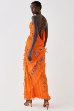 Coast Embellished Strappy Tie Back Maxi Dress -Coast Sales Store bcc05443 orange xl 2