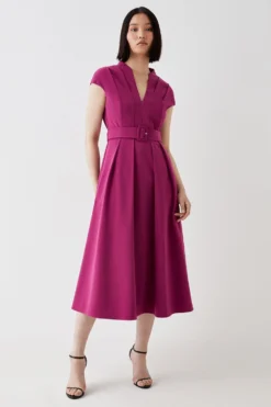 Coast Belted Full Skirt Midi Dress