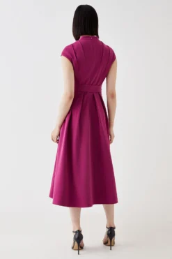 Coast Belted Full Skirt Midi Dress -Coast Sales Store bcc05482 pink xl 3