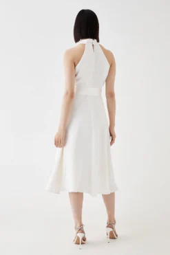 Coast Premium Halter Neck Belted Midi Dress -Coast Sales Store bcc05483 ivory xl 3