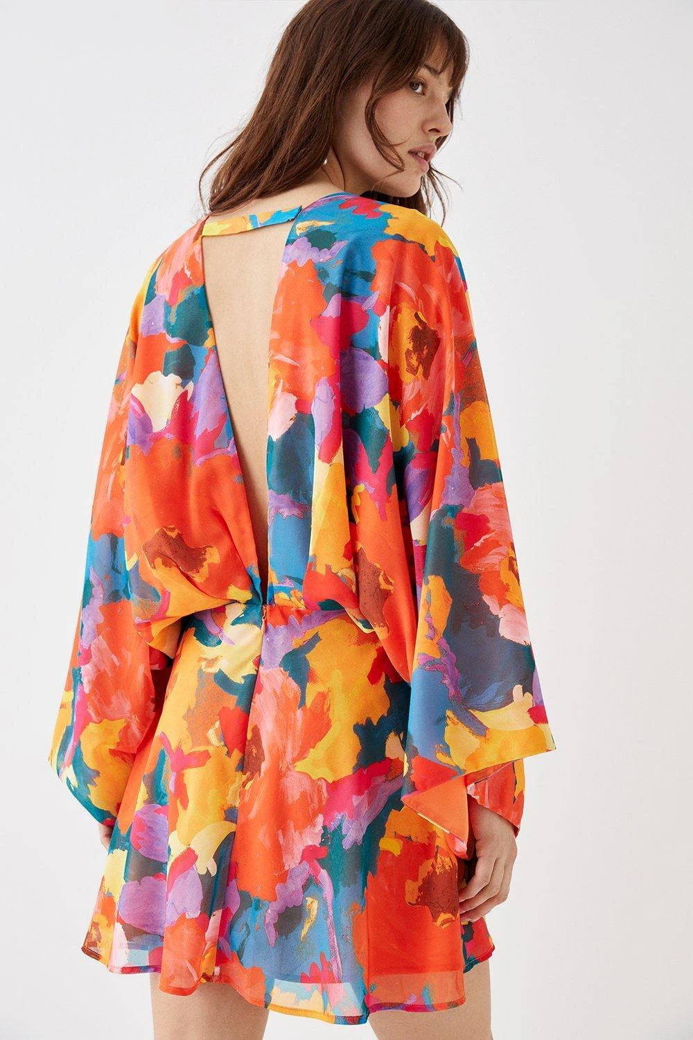 Coast Printed V Neck Kimono Mini Dress 4 Coast Printed V Neck Kimono Mini Dress - Image 4