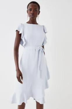 Coast Ruffle Sleeve Tie Waist Midi Dress