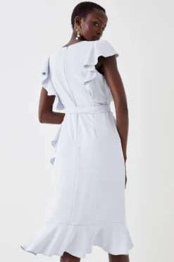 Coast Ruffle Sleeve Tie Waist Midi Dress -Coast Sales Store bcc05493 light20grey xl 2