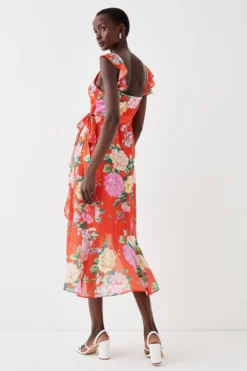 Coast Flutter Shoulder Wrap Dress -Coast Sales Store bcc05506 red xl 3