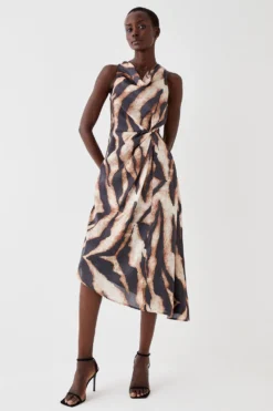 Coast Glossy Organza Cowl Neck Dress