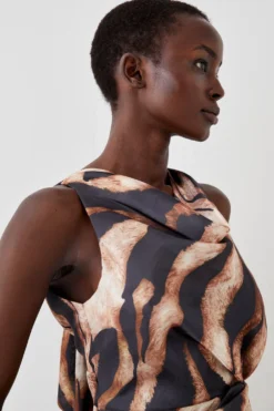 Coast Glossy Organza Cowl Neck Dress -Coast Sales Store bcc05515 animal xl 2