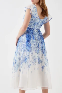 Coast Organza Frill Sleeve Midi Dress -Coast Sales Store bcc05524 blue xl 2