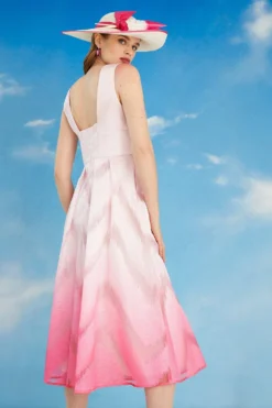 Coast Lisa Tan Plunge Neck Textured Ombre Midi Dress -Coast Sales Store bcc05527 pink xl 3