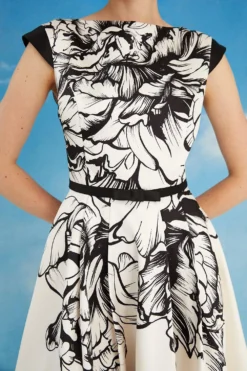 Coast Lisa Tan Floral Placement High Low Midi Dress 6 Coast Lisa Tan Floral Placement High Low Midi Dress -Coast Sales Store bcc05528 mono xl 2