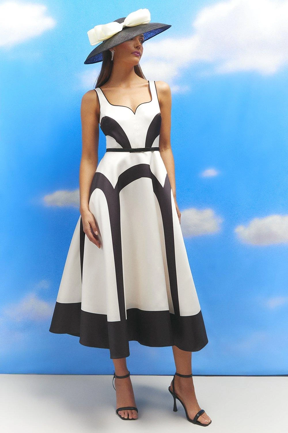 Coast Lisa Tan Colour Block Full Skirt Midi Dress 1 Coast Lisa Tan Colour Block Full Skirt Midi Dress
