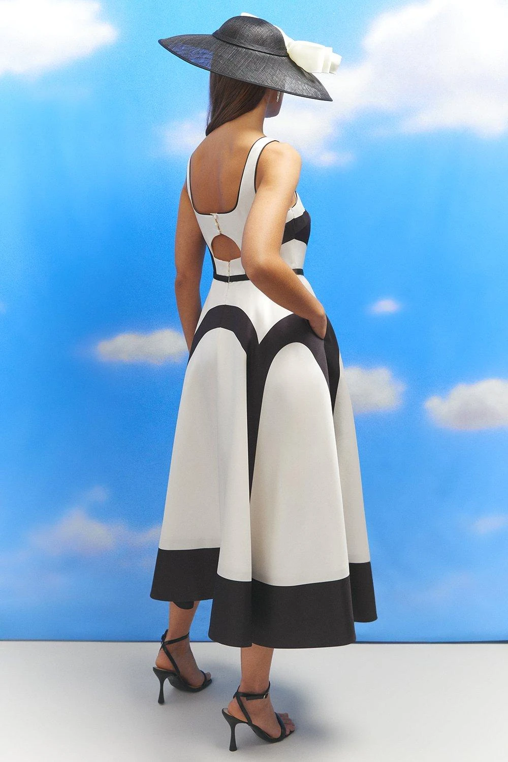 Coast Lisa Tan Colour Block Full Skirt Midi Dress 3 Coast Lisa Tan Colour Block Full Skirt Midi Dress - Image 3