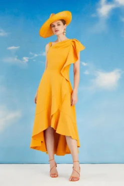 Coast Lisa Tan Ruffle One Shoulder Dress -Coast Sales Store bcc05537 orange xl 3