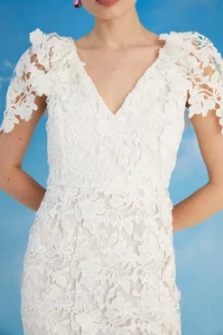 Coast Lisa Tan Cape Sleeve Lace Pencil Dress -Coast Sales Store bcc05540 white xl 2