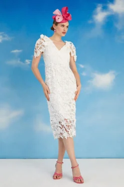 Coast Lisa Tan Cape Sleeve Lace Pencil Dress -Coast Sales Store bcc05540 white xl 3