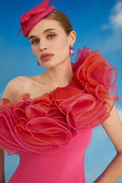 Coast Lisa Tan Organza Oversized Ruffle Pencil Dress -Coast Sales Store bcc05541 hot20pink xl 2