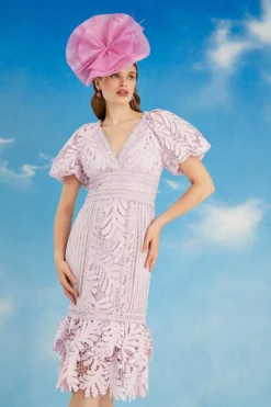 Coast Lisa Tan Puff Sleeve Lace Pencil Dress -Coast Sales Store bcc05543 lilac xl 3