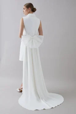 Coast Tux Dress With Detachable Train -Coast Sales Store bcc05553 ivory xl 2