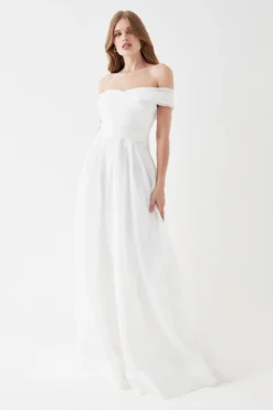 Coast Organza Bardot Full Skirted Maxi Dress