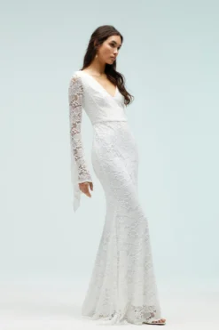 Coast Petite Kimono Sleeve Boho Lace Dress With Train -Coast Sales Store bcc05557 ivory xl 3 scaled