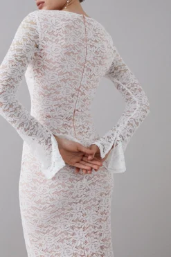 Coast Long Sleeve Boho Lace Keyhole Wedding Dress -Coast Sales Store bcc05562 ivory xl 3