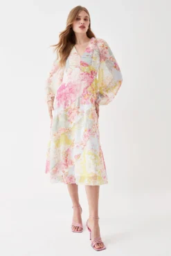 Coast Ruche Detail Tie Back Midi Dress