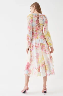 Coast Ruche Detail Tie Back Midi Dress -Coast Sales Store bcc05565 multi xl 3