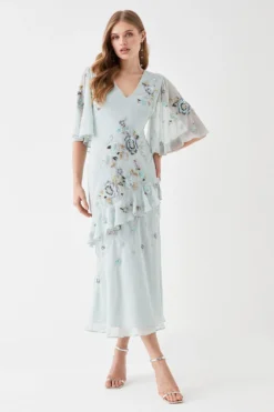 Coast Premium Hand Embellished Angel Sleeve Maxi Dress