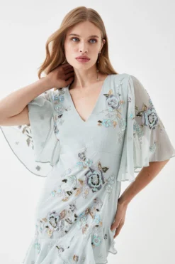 Coast Premium Hand Embellished Angel Sleeve Maxi Dress -Coast Sales Store bcc05574 sage xl 2