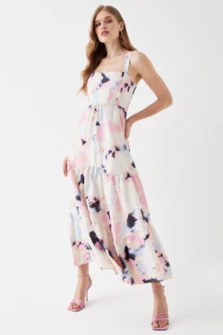 Coast Button Back Tiered Cotton Maxi Dress