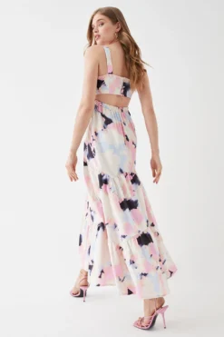 Coast Button Back Tiered Cotton Maxi Dress -Coast Sales Store bcc05582 multi xl 3