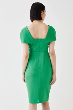 Coast Fold Over Sleeve Pencil Dress -Coast Sales Store bcc05583 green xl 2