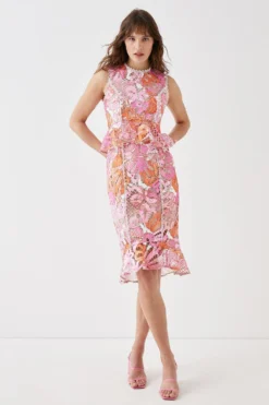 Coast Lace Midi Dress With Cut Out Back -Coast Sales Store bcc05587 pink xl 2