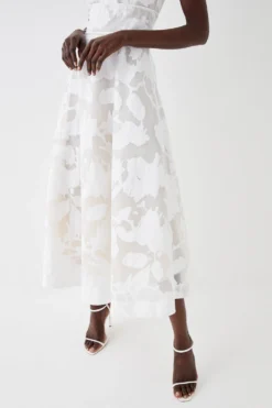 Coast V Neck Floral Jacquard Midi Dress -Coast Sales Store bcc05590 white xl 2