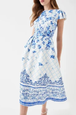 Coast Puff Sleeve Satin Midi Dress -Coast Sales Store bcc05591 blue xl 2