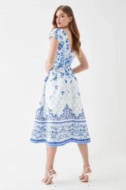 Coast Puff Sleeve Satin Midi Dress -Coast Sales Store bcc05591 blue xl 3