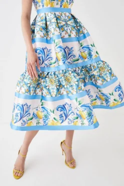 Coast Ruched Top Twill Midi Dress -Coast Sales Store bcc05593 multi xl 3