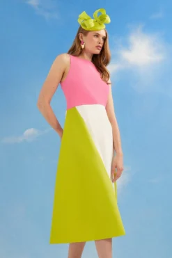 Coast Lisa Tan Colour Block Midaxi Dress