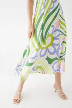 Coast One Shoulder Printed Drape Front Flowing Skirt Midi Dress -Coast Sales Store bcc05673 multi xl 3