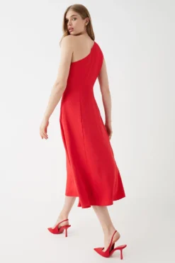 Coast One Shoulder Drape Front Flowing Skirt Midi Dress 6 Coast One Shoulder Drape Front Flowing Skirt Midi Dress -Coast Sales Store bcc05674 red xl 2